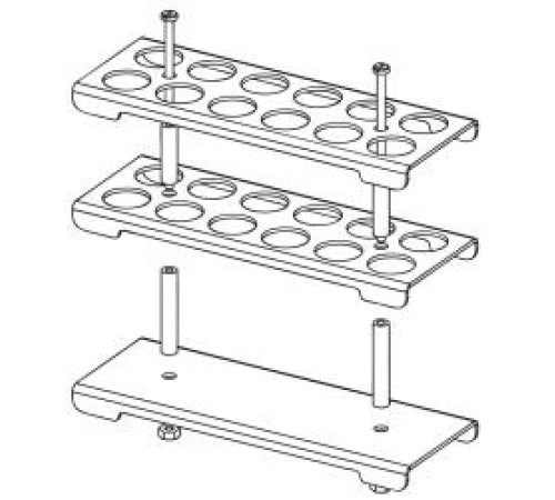 Штатив для пробирок Bochem, разборный, размеры 287x97x90, на 48 пробирок, нержавеющая сталь (Артикул 8242)